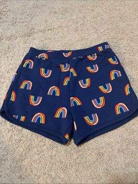 Girls' Hanna Andersson Navy Rainbow Print Shorts